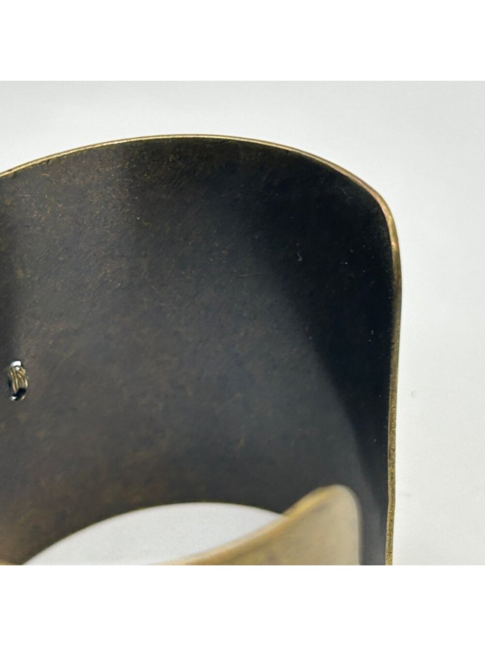 Vintage Brass Wide Cuff Bracelet Black Gold Beaded Cluster Boho Statement - Picture 7 of 11